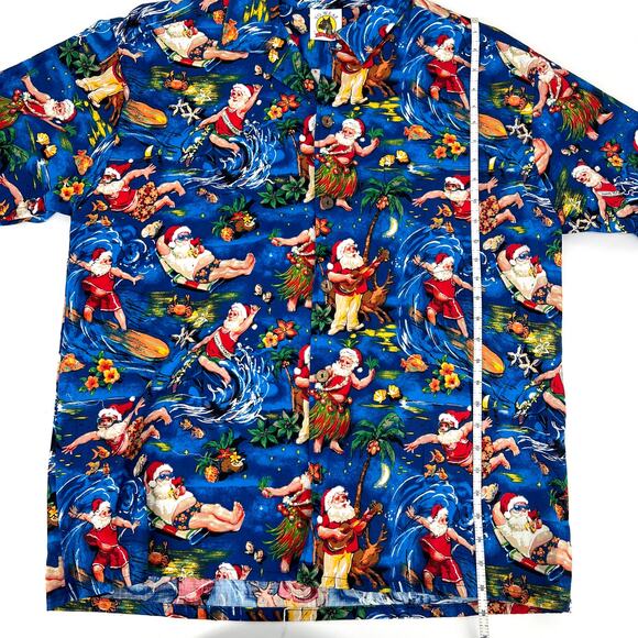 Vintage Mens Max Boxxer Yo Wear 100% Cotton Santa Claus Hawaiian Shirt Size L - Picture 5 of 11